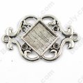 Pendants,34x20mm filligree Cameo Cabochon Base Setting£¬double-side ring ,Antique "pewter" Plated,Sold 100 Pcs Per Lot