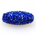 Bead,polyclay and crystal,11*26mm oval pave beads,Sapphire color,sold 20 Pcs Per Package