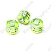 Bead,resin with silver-color foil, Peridot, 6*9mm