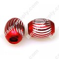 Beads,Loose beads,10*13mm Oval Aluminium Beads,Red beads with carving, sold of 200pcs