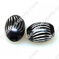 Beads,Loose beads,12*15mm Oval Aluminium Beads,Black beads with carving, sold of 200pcs