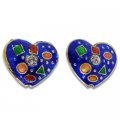 Cloisonne Crystal Heart Beads 17 mm