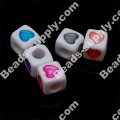 Cube Beads with Heart 7*7mm