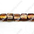 Glass Silver Foiled Square Beads 12x12mm