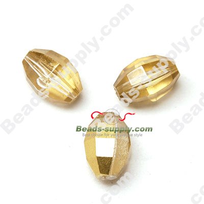 Gold Painted Faced Beads 18x13mm - Click Image to Close
