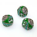 Indonesia Jewelry Beads, green 14x15mm,handmade beads,sold of 10 pcs