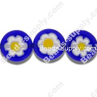 Millefiori Glass Single-Flower Flat Round Beads 12 mm