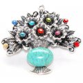 Pendants,Antique Silver flower basket pendant,multi-color crystal with blue Turquoise .Sold of 30 pieces