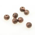 Plating Acrylic CCB Beads, Fluted Corrugated Stripe Round, Antique Copper, 10mm, Hole: 1.8mm