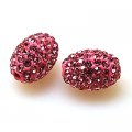 Bead,polyclay and crystal,11*15mm oval pave beads,rose color,sold 20 Pcs Per Package