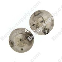 Bead, resin with silver-color foil, Grey, 20mm round