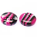 Beads,stripes damasks resin coin beads ,11x25mm,fuchsia color