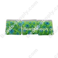Millefiori Glass Multi-Flower Flat Square Beads 10 mm