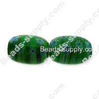 Millefiori Glass Multi-Flower Olive Beads 13x18 mm