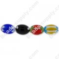 Millefiori Glass Multi-Flower Olive Beads 13x18 mm