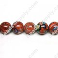 Millefiori Glass Multi-Flower Round Beads 14 mm