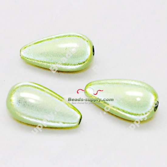 Miracle Beads Teardrop beads 12 *23mm , Lt Green - Click Image to Close