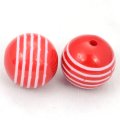 18mm engraved Laminated strips Carved acrylic round beads,red