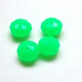 Bead, acrylic, green, 8*5mm faceted rondelle. Sold per pack.