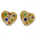 Cloisonne Crystal Heart Beads 17 mm