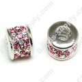 European Style Thread Beads with Birthstone ,Clear/Rose/Lt Rose