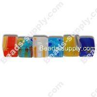 Millefiori Glass Multi-Flower Cubic Beads 8x8 mm