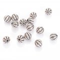 Plating Acrylic CCB Beads,Corrugated Stripe Round, Antique Silver, 8mm, Hole: 1.6mm