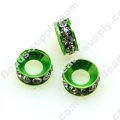 Strass Roundel Beads 10mm with Clear Crystal ,Lt Green