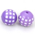 18mm engraved grid Carved acrylic round beads,LT purple