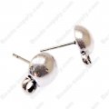8mm round Earring Studs with loop,antique silver plating