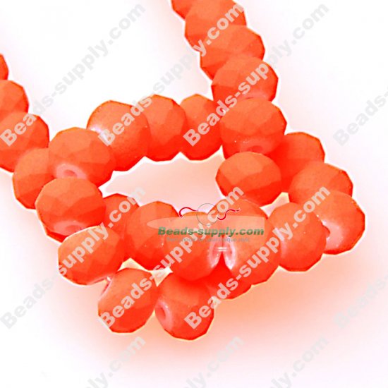 Bead,satin beads,4x6mm spacer beads, Neon orange facted roundelle beads - Click Image to Close