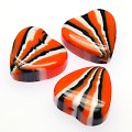 Beads,stripes damasks resin heart beads ,10x21mm heart beads,orange color
