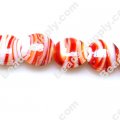 Foiled glass Coin Beads 20mm Red
