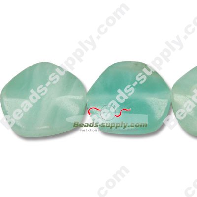 Green Stone 18mm Wavy Round Shape Beads - Click Image to Close