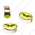 Large hole beads,oval shape rose gold plated,mustache,yellow color