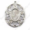 Pendants,32x25mm Oval Cameo Cabochon Base Setting Pendants£¬Antique "pewter" Plated,Sold 100 Pcs Per Lot